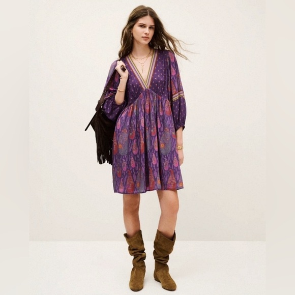 ba&sh Dresses & Skirts - ba&sh Lydia Mini Purple Dress with Floral Accents